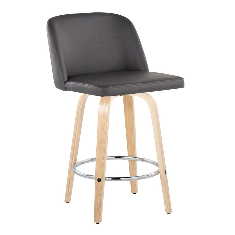 LumiSource Toriano 26" Counter Stool, Set/2, NAT/GY/CH
