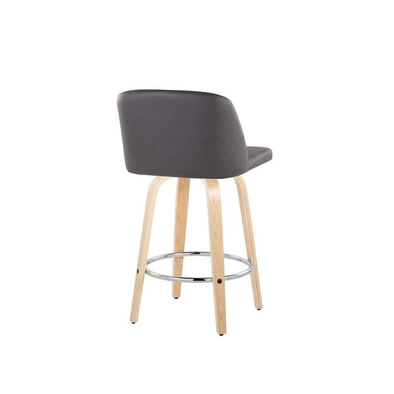 LumiSource Toriano 26" Counter Stool, Set/2, NAT/GY/CH