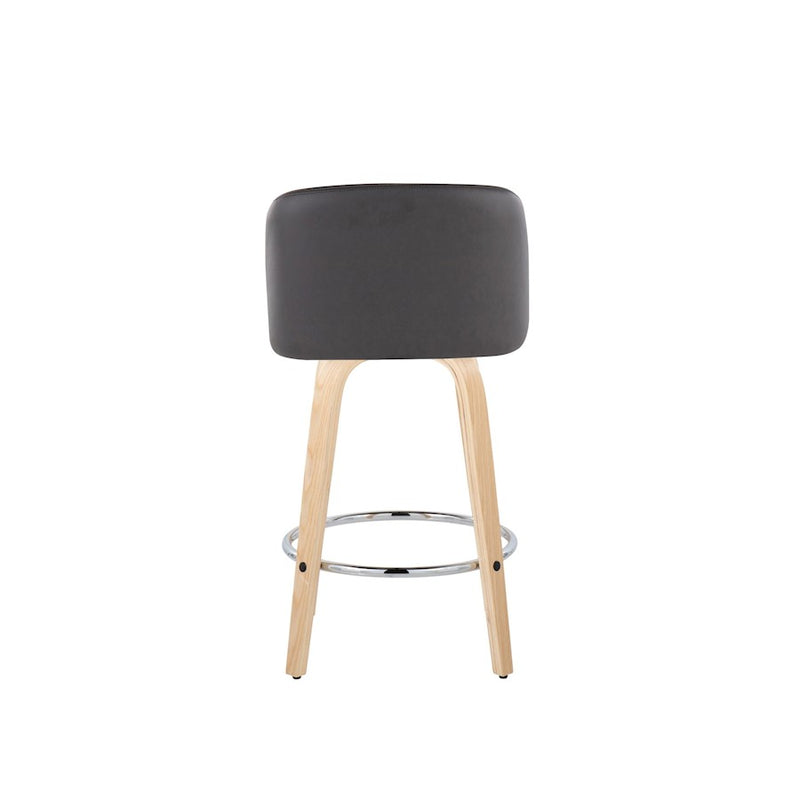 LumiSource Toriano 26" Counter Stool, Set/2, NAT/GY/CH