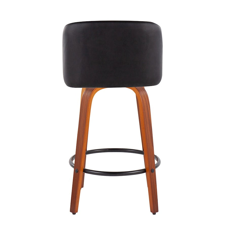 LumiSource Toriano Counter Stool, Set of 2, Walnut/Black