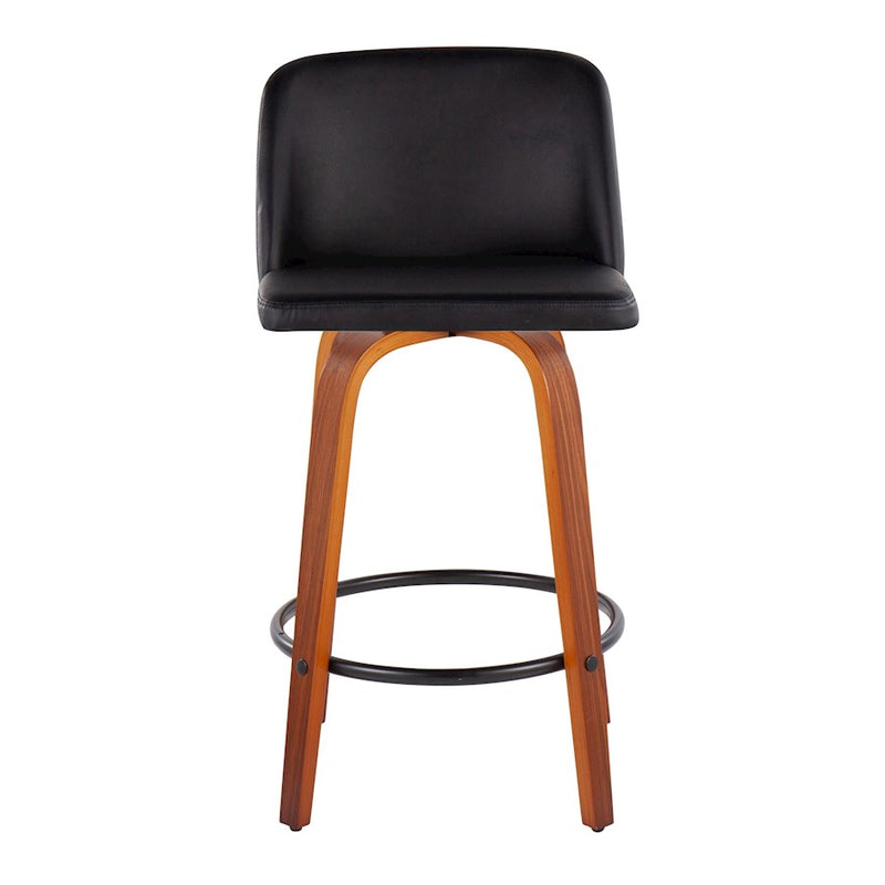 LumiSource Toriano Counter Stool, Set of 2, Walnut/Black