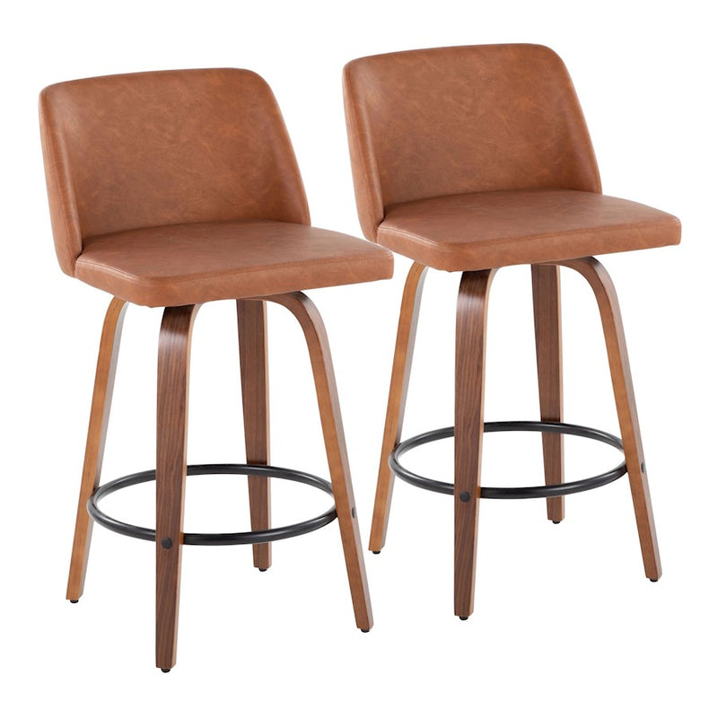 LumiSource Toriano 26" Rd Counter Stool Set, W/CAM/BKST - B26-TRNOPU-SWVQ2WLCAM2