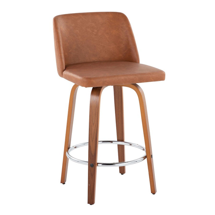 LumiSource Toriano 26" Counter Stool, Set/2, WAL/CAM/CH