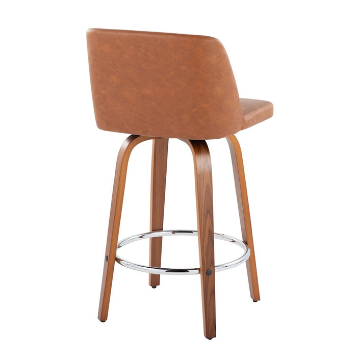 LumiSource Toriano 26" Counter Stool, Set/2, WAL/CAM/CH