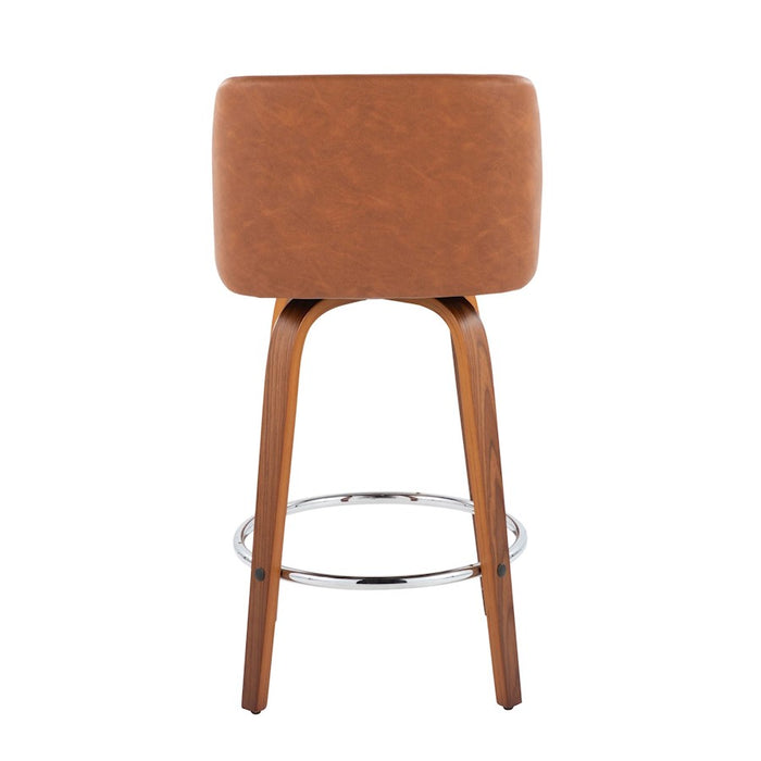 LumiSource Toriano 26" Counter Stool, Set/2, WAL/CAM/CH