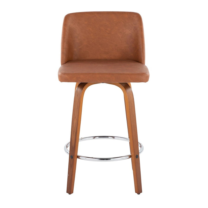 LumiSource Toriano 26" Counter Stool, Set/2, WAL/CAM/CH
