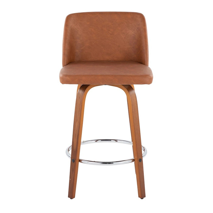 LumiSource Toriano 26" Counter Stool, Set/2, WAL/CAM/CH