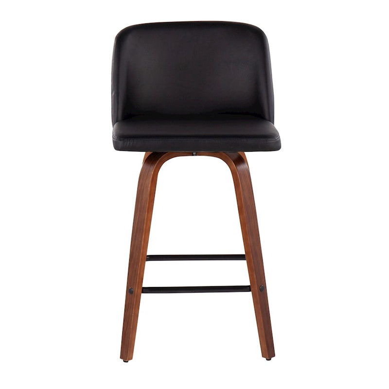 LumiSource Toriano Counter Stool, Set of 2, Walnut/Black/Black