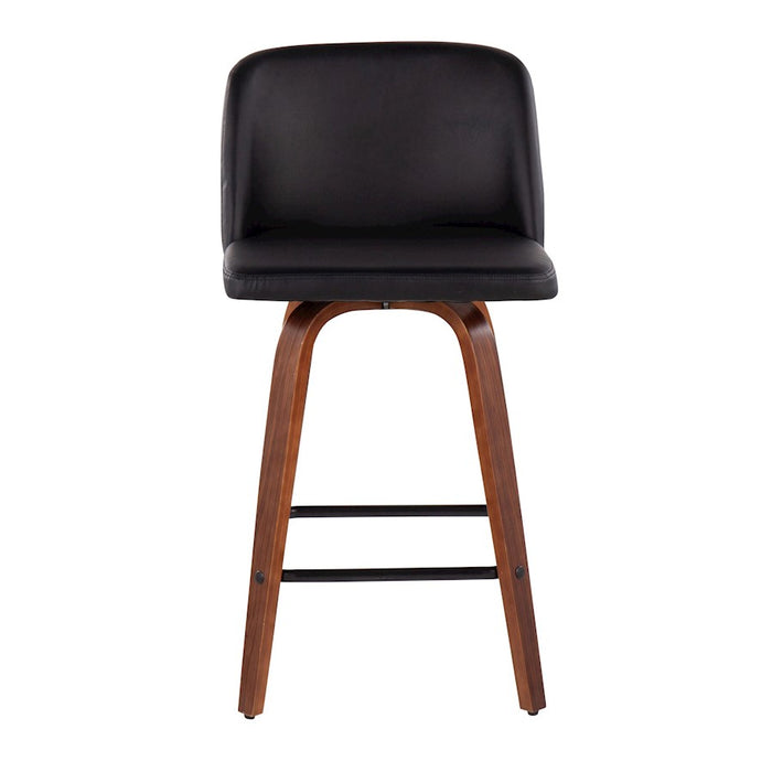 LumiSource Toriano Counter Stool, Set of 2, Walnut/Black/Black