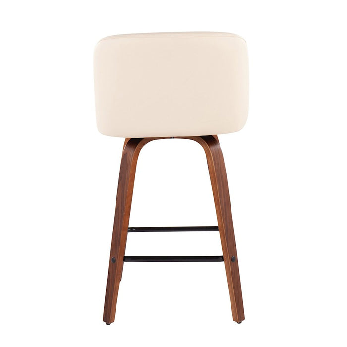 LumiSource Toriano Counter Stool, Set of 2, Wal/Cream/Black SQ