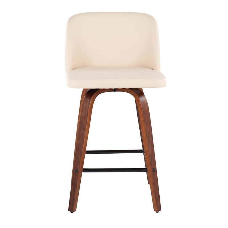 LumiSource Toriano Counter Stool, Set of 2, Wal/Cream/Black SQ