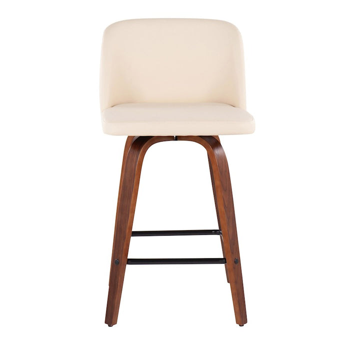 LumiSource Toriano Counter Stool, Set of 2, Wal/Cream/Black SQ