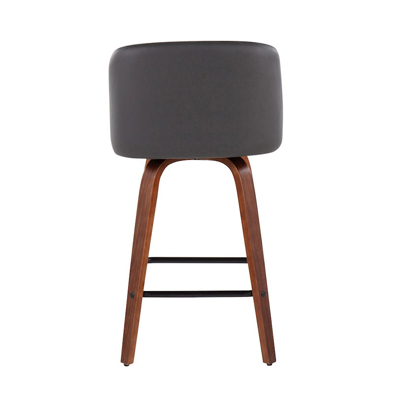 LumiSource Toriano Counter Stool, Set of 2, Walnut/GY/Black SQ