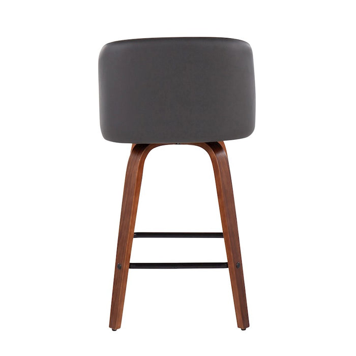LumiSource Toriano Counter Stool, Set of 2, Walnut/GY/Black SQ