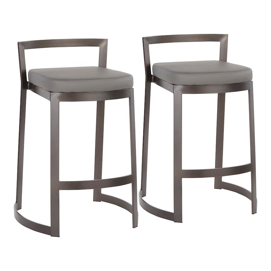 LumiSource Fuji Counter Stool, Set of 2, Antique Metal