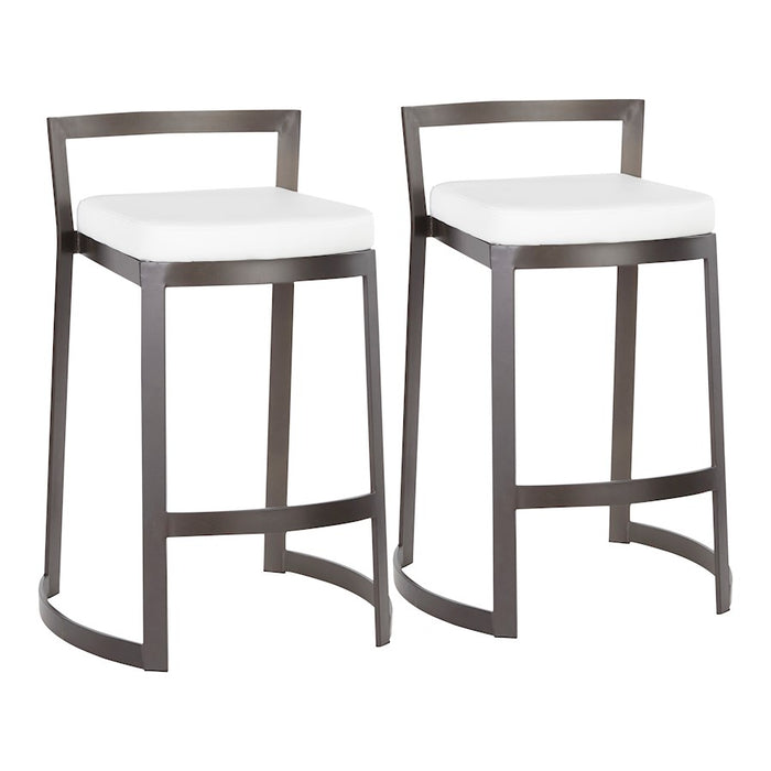 LumiSource Fuji Counter Stool, Set of 2, Antique Metal