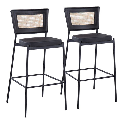 LumiSource Tania Rattan Bar Stool, Set of 2, Black/Rattan - B29-RTNTANIABKBK2