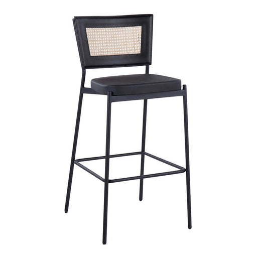 LumiSource Tania Rattan Bar Stool, Set of 2, Black/Rattan