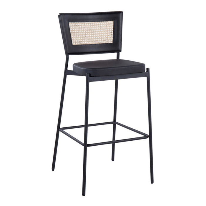 LumiSource Tania Rattan Bar Stool, Set of 2, Black/Rattan