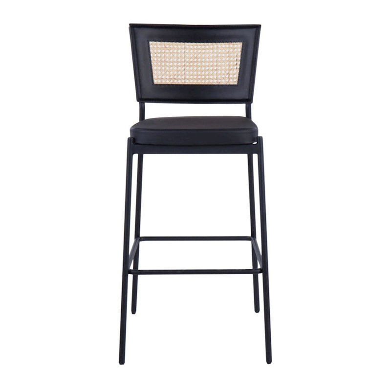 LumiSource Tania Rattan Bar Stool (Set of 2) | Contemporary Black Metal & Rattan Accent | Home Bar & Kitchen Counter | Model B29-RTNTANIABKBK2