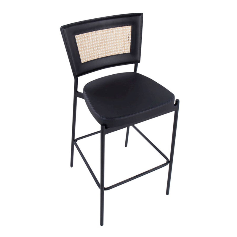 LumiSource Tania Rattan Bar Stool, Set of 2, Black/Rattan