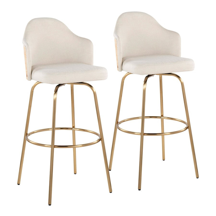 LumiSource Ahoy Bar Stool, Set of 2, Gold /Cream - B30-AHOYCLAIREG2AUNACR2