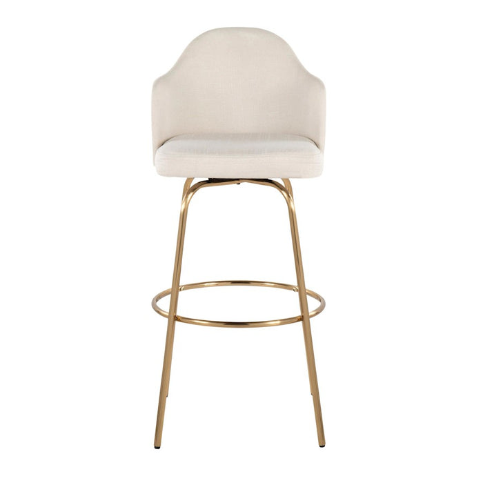 LumiSource Ahoy Bar Stool, Set of 2, Gold /Cream
