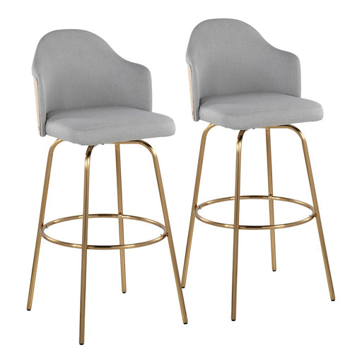 LumiSource Ahoy Bar Stool, Set of 2, Gold /Grey - B30-AHOYCLAIREG2AUNALGY2