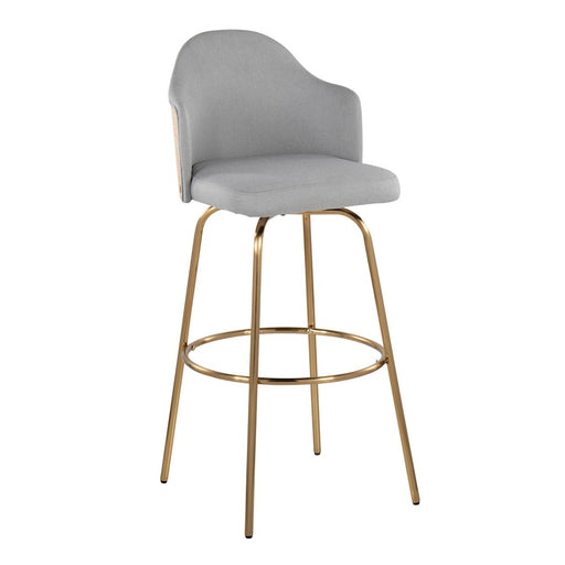 LumiSource Ahoy Bar Stool, Set of 2, Gold /Grey