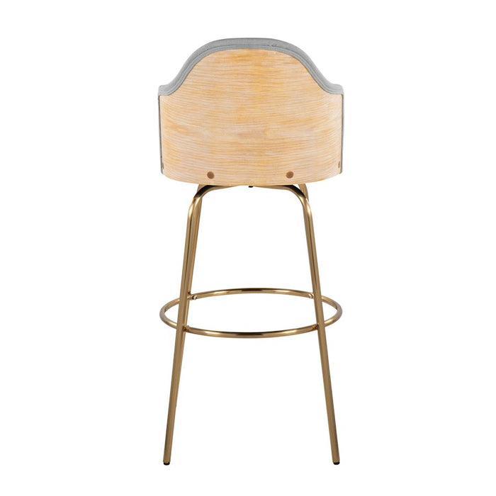 LumiSource Ahoy Bar Stool, Set of 2, Gold /Grey