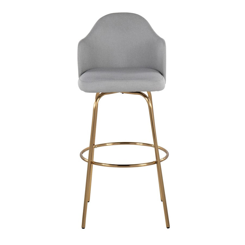 LumiSource Ahoy Bar Stool, Set of 2, Gold /Grey