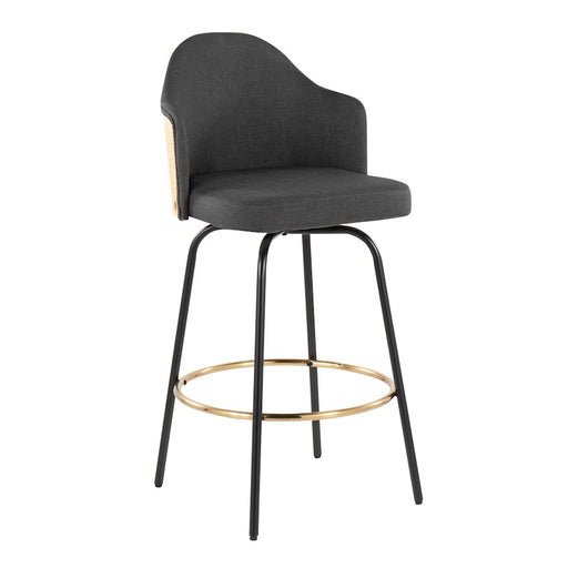 LumiSource Ahoy Bar Stool, Set of 2, Black/Gold/Charcoal/BAM