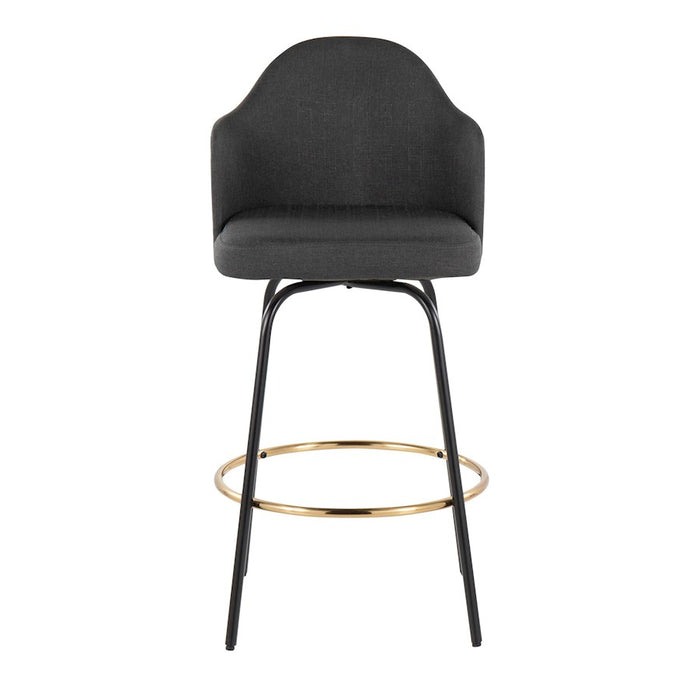 LumiSource Ahoy Bar Stool, Set of 2, Black/Gold/Charcoal/BAM