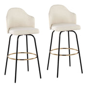 LumiSource Ahoy Bar Stool, Set/2, BK/Gold/Cream/Bamboo - B30-AHOYCLAIREG2BKNACR2