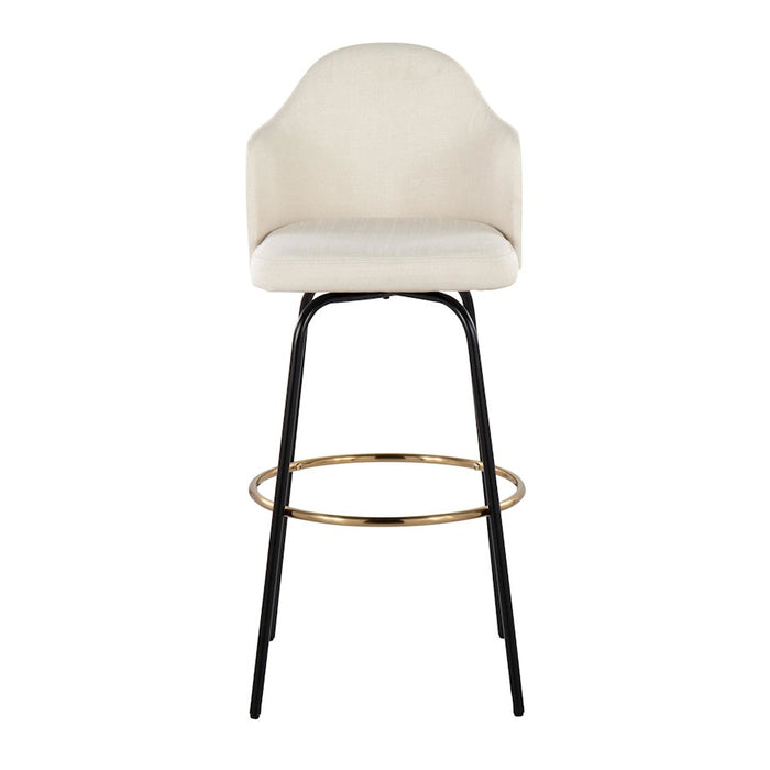 LumiSource Ahoy Bar Stool, Set of 2, Black/Gold/Cream/Bamboo