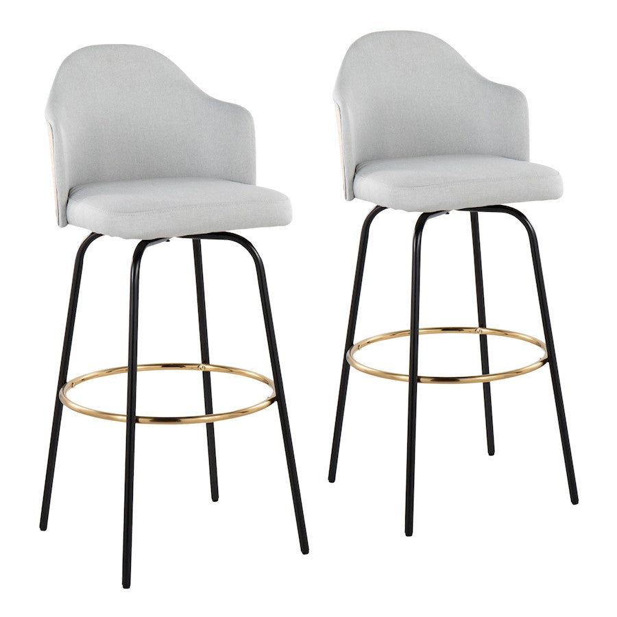 LumiSource Ahoy Bar Stool, Set/2, BK/Gold/GY/Bamboo - B30-AHOYCLAIREG2BKNALGY2