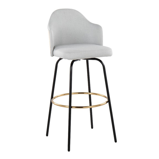 LumiSource Ahoy Bar Stool, Set of 2, Black/Gold/GY/Bamboo