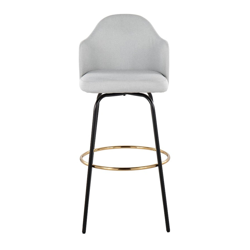 LumiSource Ahoy Bar Stool, Set of 2, Black/Gold/GY/Bamboo