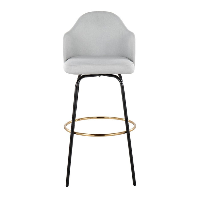 LumiSource Ahoy Bar Stool, Set of 2, Black/Gold/GY/Bamboo