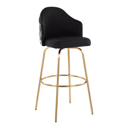 LumiSource Ahoy Bar Stool, Set of 2, Gold/Black