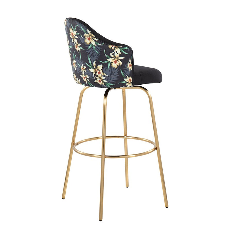 LumiSource Ahoy Bar Stool, Set of 2, Gold/Black