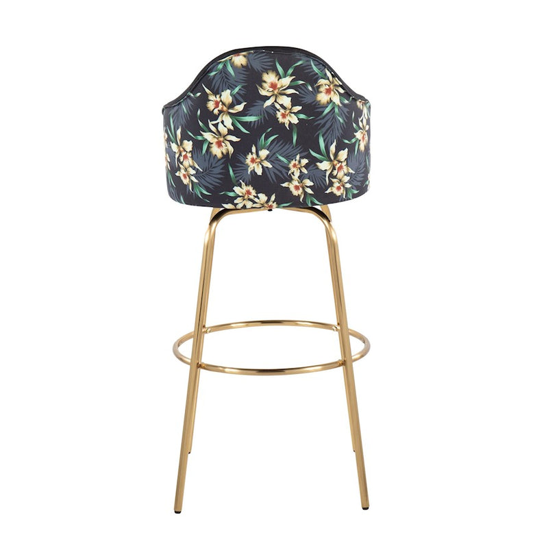 LumiSource Ahoy Bar Stool, Set of 2, Gold/Black