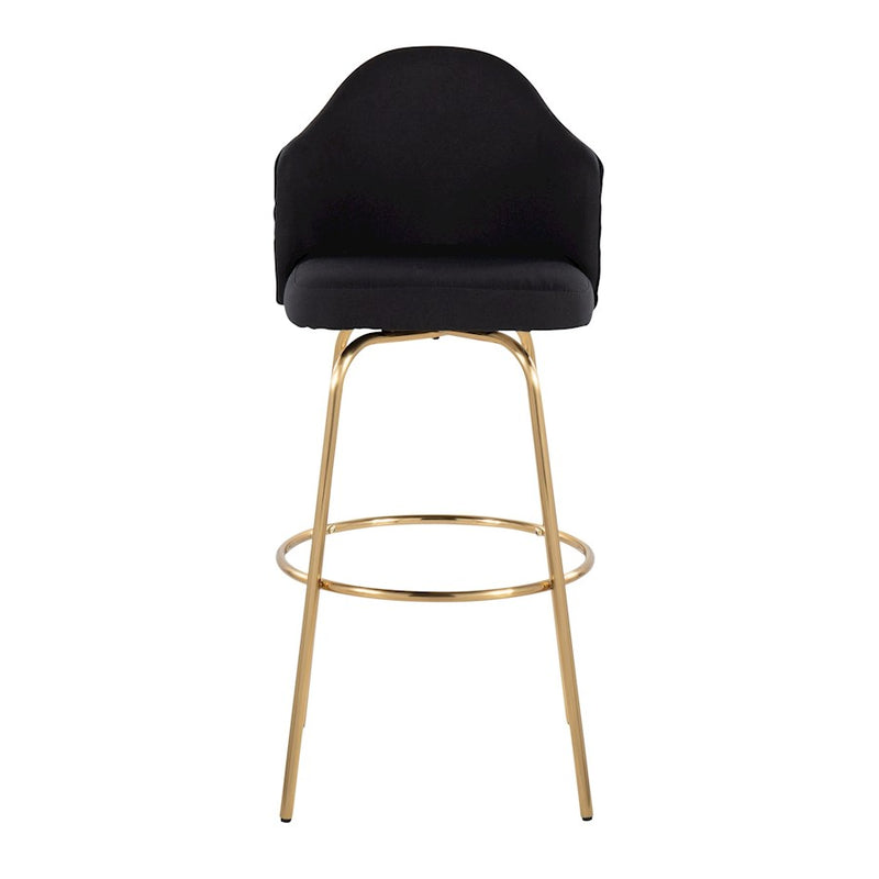 LumiSource Ahoy Bar Stool, Set of 2, Gold/Black