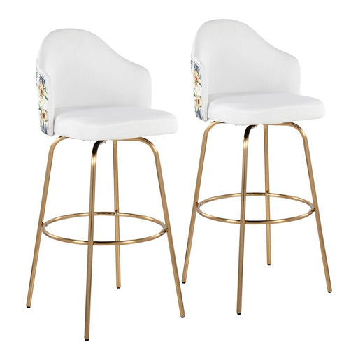 LumiSource Ahoy Bar Stool, Set of 2, Gold/White - B30-AHOYFLORCLAIREG2AUW2