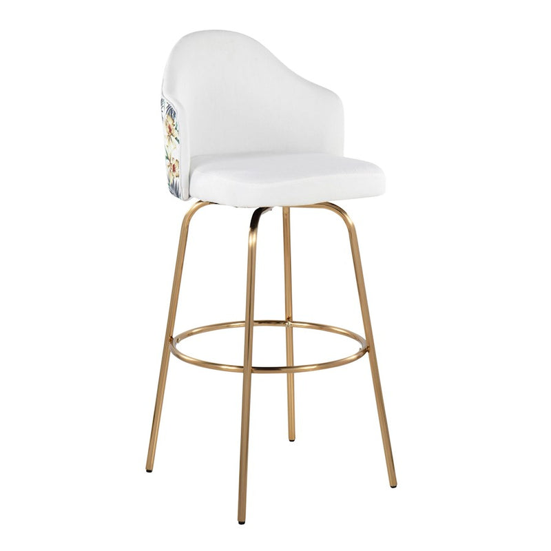 LumiSource Ahoy Bar Stool, Set of 2, Gold/White