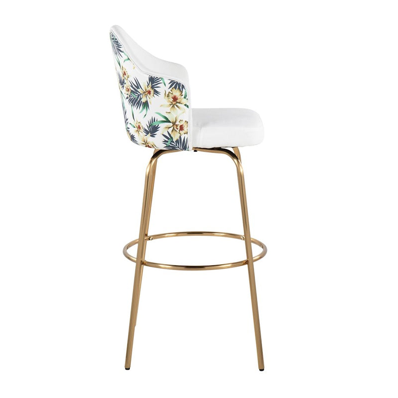 LumiSource Ahoy Bar Stool, Set of 2, Gold/White