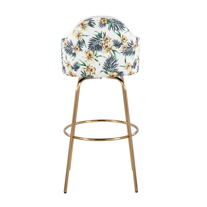 LumiSource Ahoy Bar Stool, Set of 2, Gold/White