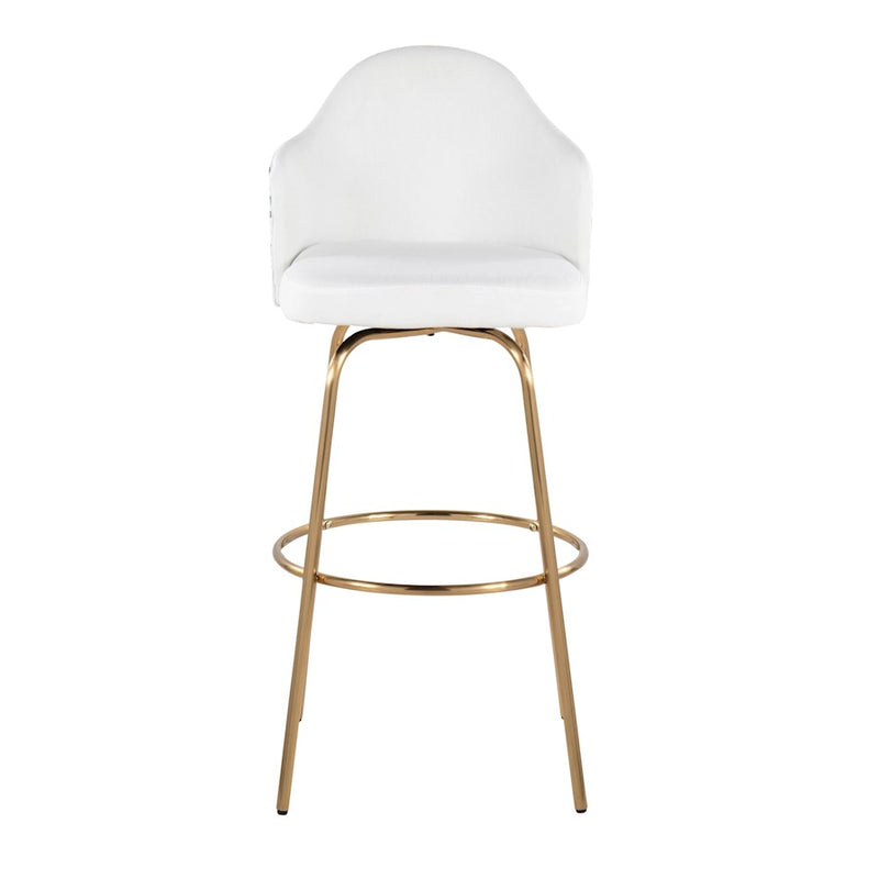 LumiSource Ahoy Bar Stool, Set of 2, Gold/White