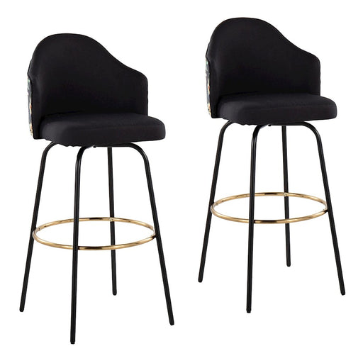 LumiSource Ahoy Bar Stool, Set of 2, Black/Gold - B30-AHOYFLORCLAIREG2BKBK2