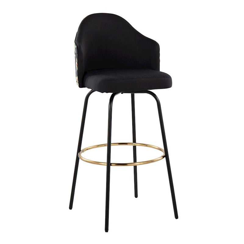 LumiSource Ahoy Bar Stool, Set of 2, Black/Gold